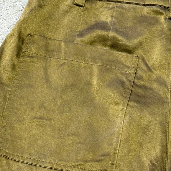 Banana Republic Women's Allure 100% Silk Cargo Pants Dark Chartreuse Size 0 - Picture 12 of 12
